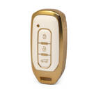 Nano Funda de cuero dorado de alta calidad para llave remota Ford, 3 botones, Color blanco, Ford-H13J3