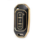 Нано-высококачественный золотой кожаный чехол для Ford с откидным дистанционным ключом 3 кнопки, черный цвет Ford-I13J