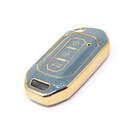 Nuova cover in pelle dorata aftermarket Nano di alta qualità per Ford Flip chiave remota 3 pulsanti colore grigio Ford-I13J | Chiavi degli Emirati -| thumbnail