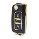 Funda de cuero dorado Nano de alta calidad para mando a distancia Foton Flip, 2 botones, Color negro, FT-A13J
