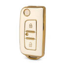 Nano Funda de cuero dorado de alta calidad para llave remota Foton Flip 2 botones Color blanco FT-A13J