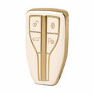 Funda de cuero dorado Nano de alta calidad para mando a distancia Hongqi, 4 botones, Color blanco, HQ-A13J4B