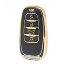 Funda de cuero dorado Nano de alta calidad para mando a distancia Hongqi, 4 botones, Color negro, HQ-B13J