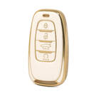 Nano Funda de cuero dorado de alta calidad para mando a distancia Hongqi, 4 botones, Color blanco, HQ-B13J