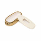 Nueva Funda de cuero dorado de alta calidad Nano del mercado de accesorios para llave remota Hongqi 3 botones Color blanco HQ-C13J | Cayos de los Emiratos -| thumbnail