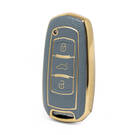 Nano High Quality Gold Leather Cover For Geely Remote Key 3 Buttons Gray Color GL-A13J