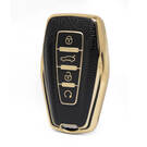 Nano High Quality Gold Leather Cover For Geely Remote Key 4 Buttons Black Color GL-B13J4A
