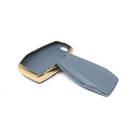New Aftermarket Nano High Quality Gold Leather Cover For Geely Remote Key 4 Buttons Gray Color GL-B13J4A | Emirates Keys -| thumbnail