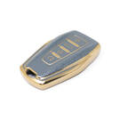 New Aftermarket Nano High Quality Gold Leather Cover For Geely Remote Key 4 Buttons Gray Color GL-B13J4A | Emirates Keys -| thumbnail