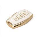 New Aftermarket Nano High Quality Gold Leather Cover For Geely Remote Key 4 Buttons White Color GL-B13J4B | Emirates Keys -| thumbnail