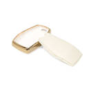 New Aftermarket Nano High Quality Gold Leather Cover For Geely Remote Key 4 Buttons White Color GL-B13J4B | Emirates Keys -| thumbnail