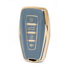 Nano High Quality Gold Leather Cover For Geely Remote Key 4 Buttons Gray Color GL-B13J4B