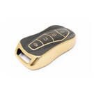 New Aftermarket Nano High Quality Gold Leather Cover For Geely Remote Key 4 Buttons Black Color GL-C13J | Emirates Keys -| thumbnail