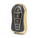 Nano High Quality Gold Leather Cover For Geely Remote Key 4 Buttons Black Color GL-C13J