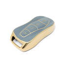 Housse en cuir doré de haute qualité pour clé télécommande Geely, 4 boutons, couleur grise, GL-C13J | Clés des Émirats -| thumbnail