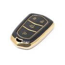New Aftermarket Nano High Quality Gold Leather Cover For Cadillac Remote Key 4 Buttons Black Color CDLC-A13J4 | Emirates Keys -| thumbnail