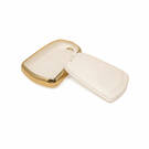 New Aftermarket Nano High Quality Gold Leather Cover For Cadillac Remote Key 4 Buttons White Color CDLC-A13J4 | Emirates Keys -| thumbnail