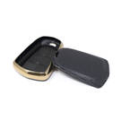 New Aftermarket Nano High Quality Gold Leather Cover For Cadillac Remote Key 5 Buttons Black Color CDLC-A13J5 | Emirates Keys -| thumbnail