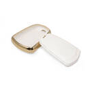 New Aftermarket Nano High Quality Gold Leather Cover For Cadillac Remote Key 5 Buttons White Color CDLC-A13J5 | Emirates Keys -| thumbnail