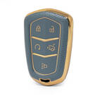 Нано-высококачественный золотой кожаный чехол для дистанционного ключа Cadillac 5 кнопок серого цвета CDLC-A13J5