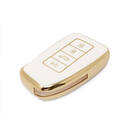New Aftermarket Nano High Quality Gold Leather Cover For Lexus Remote Key 4 Buttons White Color LXS-A13J4 | Emirates Keys -| thumbnail