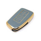New Aftermarket Nano High Quality Gold Leather Cover For Lexus Remote Key 4 Buttons Gray Color LXS-A13J4 | Emirates Keys -| thumbnail