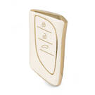 Nano High Quality Gold Leather Cover For Lexus Remote Key 3 Buttons White Color LXS-B13J3