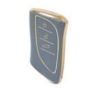 Нано-высококачественный золотой кожаный чехол для дистанционного ключа Lexus с 3 кнопками серого цвета LXS-B13J3