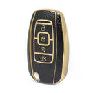 Nano High Quality Gold Leather Cover For Lincoln Remote Key 4 Buttons Black Color LCN-A13J