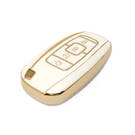 New Aftermarket Nano High Quality Gold Leather Cover For Lincoln Remote Key 4 Buttons White Color LCN-A13J | Emirates Keys -| thumbnail