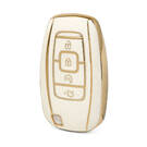 Нано-высококачественный золотой кожаный чехол для дистанционного ключа Lincoln с 4 кнопками белого цвета LCN-A13J