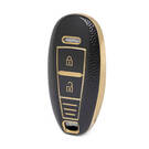 Nano High Quality Gold Leather Cover For Suzuki Remote Key 2 Buttons Black Color SZK-A13J3A