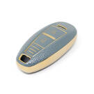 Novo aftermarket nano capa de couro dourado de alta qualidade para chave remota suzuki 2 botões cor cinza SZK-A13J3A Chaves dos Emirados -| thumbnail