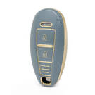 Nano High Quality Gold Leather Cover For Suzuki Remote Key 2 Buttons Gray Color SZK-A13J3A