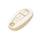 New Aftermarket Nano High Quality Gold Leather Cover For Suzuki Remote Key 3 Buttons White Color SZK-A13J3B | Emirates Keys -| thumbnail