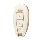 Nano High Quality Gold Leather Cover For Suzuki Remote Key 3 Buttons White Color SZK-A13J3B