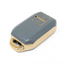 Novo aftermarket nano capa de couro dourado de alta qualidade para chave remota suzuki 2 botões cor cinza SZK-C13J Chaves dos Emirados -| thumbnail