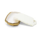 New Aftermarket Nano High Quality Gold Leather Cover For Lynk & Co Remote Key 4 Buttons White Color LC-A13J | Emirates Keys -| thumbnail