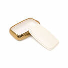 New Aftermarket Nano High Quality Gold Leather Cover For Land Rover Remote Key 5 Buttons White Color LR-A13J | Emirates Keys -| thumbnail