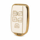 Nano High Quality Gold Leather Cover For Land Rover Remote Key 5 Buttons White Color LR-A13J