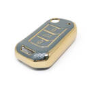 Nueva Funda de cuero dorado Nano de alta calidad para mando a distancia Mahindra Flip, 3 botones, Color gris, MHD-A13J | Cayos de los Emiratos -| thumbnail