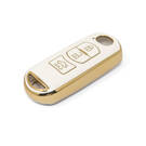 New Aftermarket Nano High Quality Gold Leather Cover For Mazda Remote Key 3 Buttons White Color MZD-A13J3 | Emirates Keys -| thumbnail