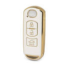 غطاء نانو جلد ذهبي عالي الجودة لمفتاح ريموت مازدا 3 ازرار لون ابيض MZD-A13J3