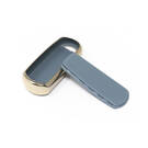 New Aftermarket Nano High Quality Gold Leather Cover For Mazda Remote Key 3 Buttons Gray Color MZD-A13J3 | Emirates Keys -| thumbnail