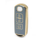 Nano Funda de cuero dorado de alta calidad para llave remota Mazda, 3 botones, Color gris, MZD-A13J3
