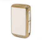 Nano High Quality Gold Leather Cover For Mazda Remote Key 3 Buttons White Color MZD-B13J3