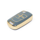 New Aftermarket Nano High Quality Gold Leather Cover For Opel Flip Remote Key 2 Buttons Gray Color OPEL-A13J | Emirates Keys -| thumbnail