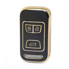 Capa de couro dourado nano de alta qualidade para chave remota Chery 3 botões cor preta CR-A13J