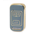 Nano High Quality Gold Leather Cover For Chery Remote Key 3 Buttons Gray Color CR-A13J