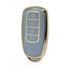 Nano High Quality Gold Leather Cover For Chery Remote Key 4 Buttons Gray Color CR-C13J